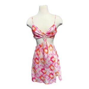 Pink and Orange Geometric Mini Dress